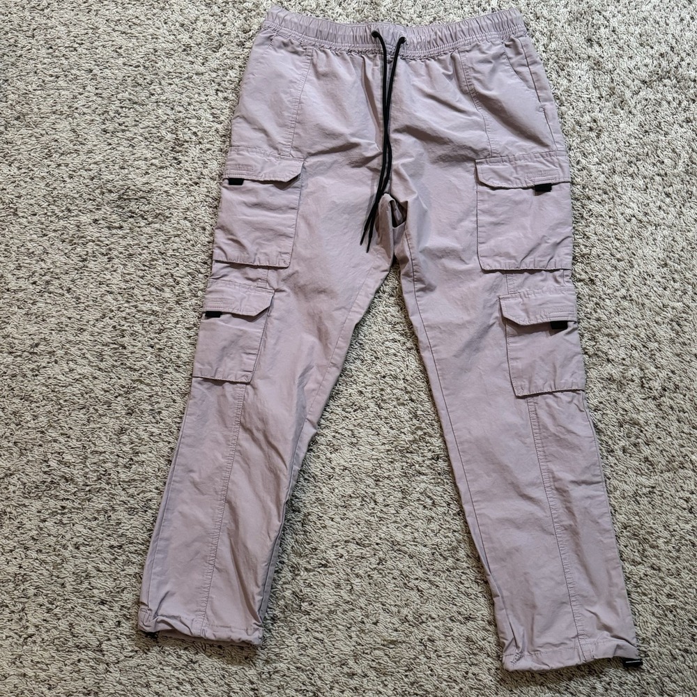 PacSun Men's Relaxed Cargo Jogger Pants Large‎ Mauve Elastic Waist Drawstring